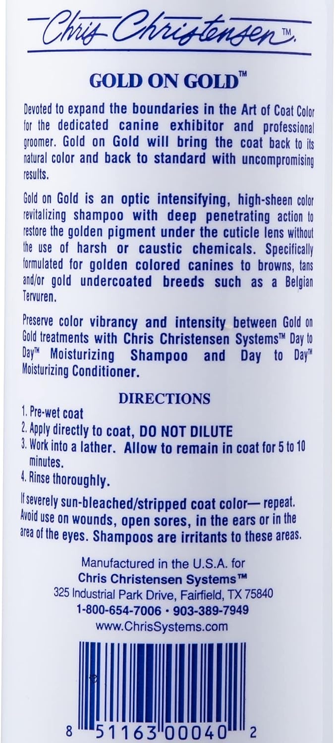 image:imageChris Christensen Gold on Gold Color Treatment Dog Shampoo Groom Like a Professional 16 oz