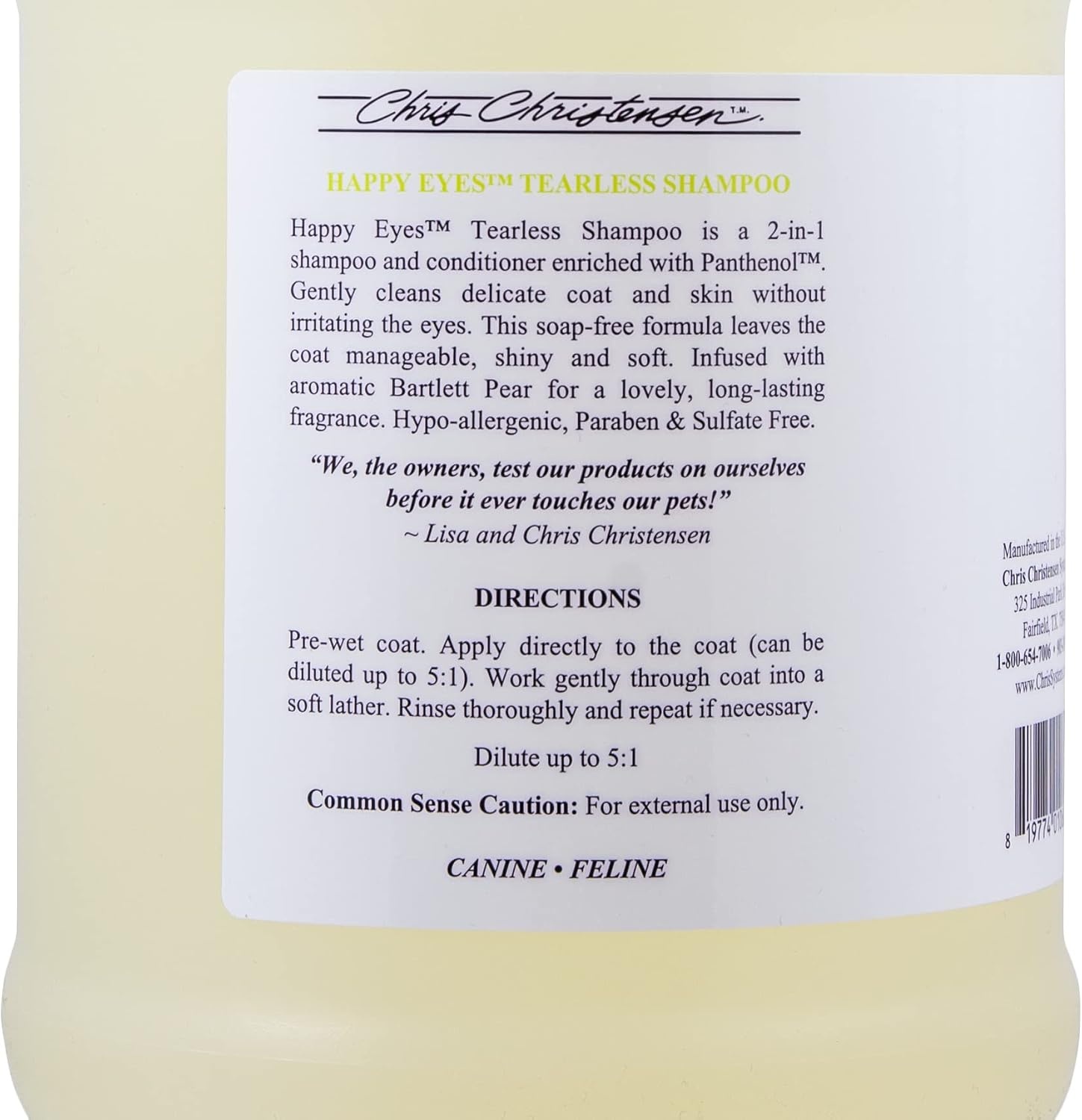 image:imageChris Christensen Happy Eyes Ultra Concentrated Tearless Dog Shampoo Makes up to 5 Bottles Groom Like a Professional HypoAllergenic Sulfate Free No Tears All Coat Types Made in USA GallonGallon
