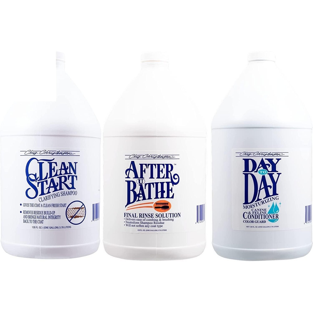 image:imageChris Christensen Dog Shampoo amp Conditioner Gallon Bundle Clean Start Clarifying Shampoo After U Bathe Final Rinse Solution Day to Day Moisturizing Condiutioner Groom Like a Proffesional